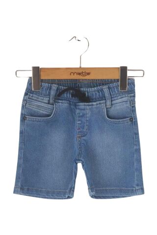 Mutlu Kids Lastikli Bel Erkek Çocuk Bebek Kot Şort BUZ MAVİ - 2 Yaş