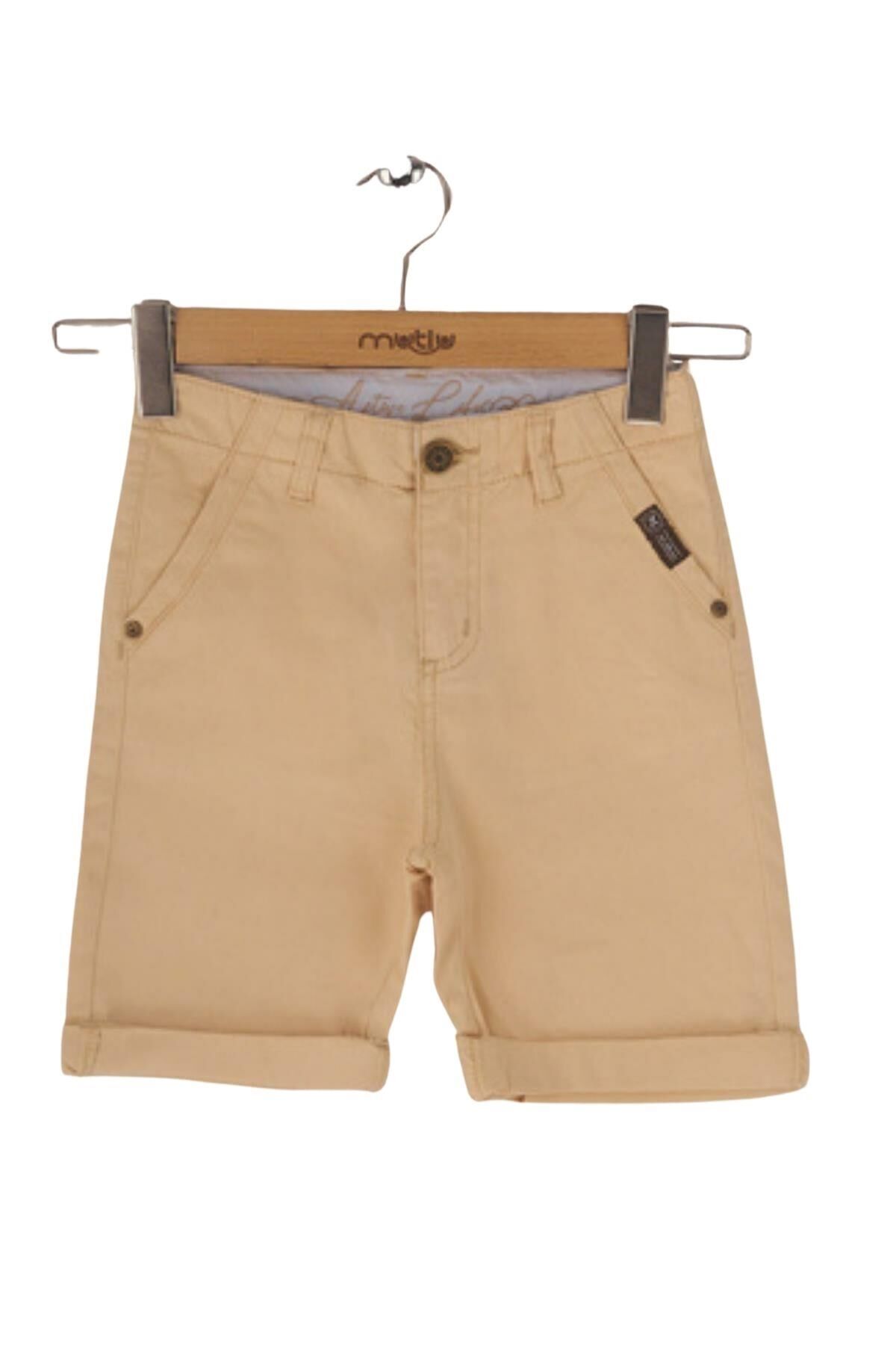 Mutlu Kids Cep Detaylı Erkek Çocuk Kapri Şort AÇIK BEJ - 8 Yaş