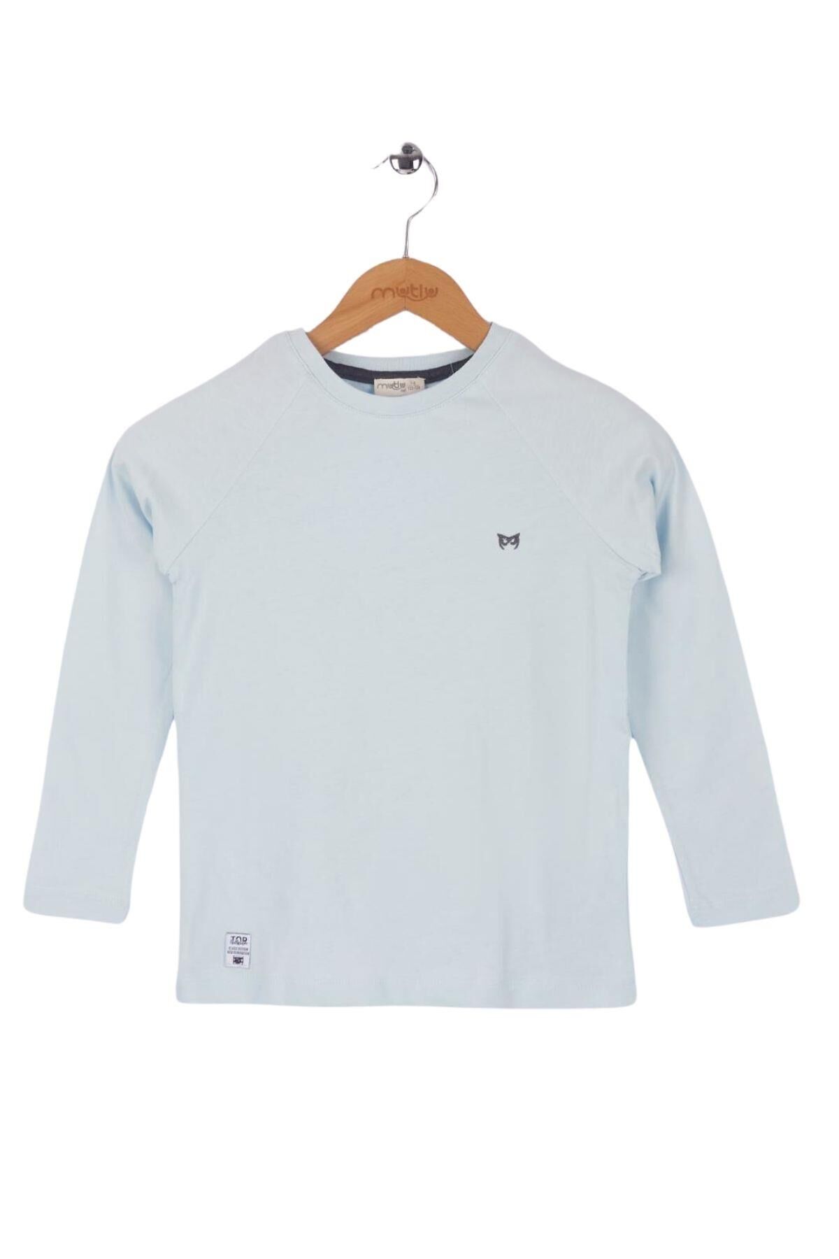 Mutlu Kids Basic Erkek Çocuk Uzun Kollu Tişört BUZ MAVİ - 6 Yaş