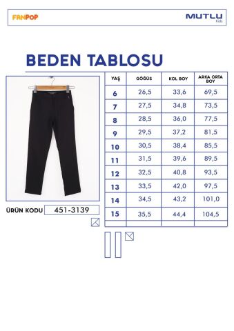 Mutlu Kids Cepli Kız Çocuk Okul Pantolonu Siyah - 13 Yaş