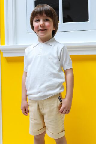 Mutlu Kids Cep Detaylı Erkek Çocuk Kapri Şort AÇIK BEJ - 10 Yaş
