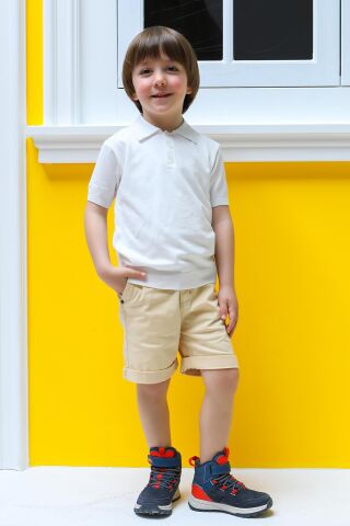 Mutlu Kids Cep Detaylı Erkek Çocuk Kapri Şort AÇIK BEJ - 10 Yaş