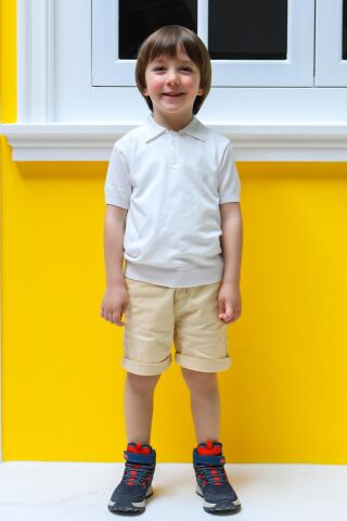 Mutlu Kids Cep Detaylı Erkek Çocuk Kapri Şort AÇIK BEJ - 10 Yaş