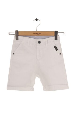 Mutlu Kids Cep Detaylı Erkek Çocuk Kapri Şort Beyaz - 8 Yaş