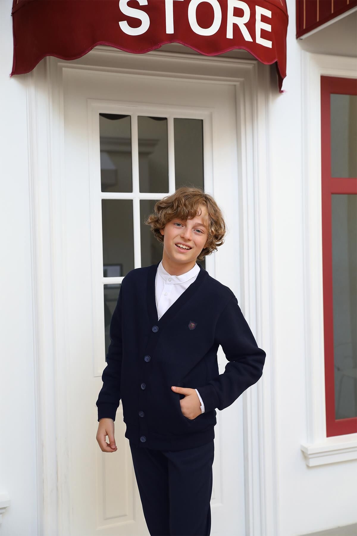 Mutlu Kids Şardonlu Önden Düğmeli Erkek Çocuk Hırka Lacivert - 7 Yaş