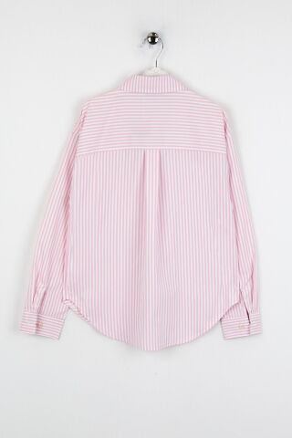 Çizgili Gömlek Body Kız Takım Pembe - 12 Yaş