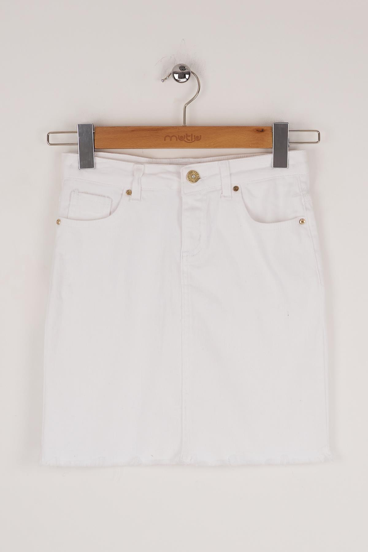 Mutlu Kids Püsküllü Kız Çocuk Kot Etek