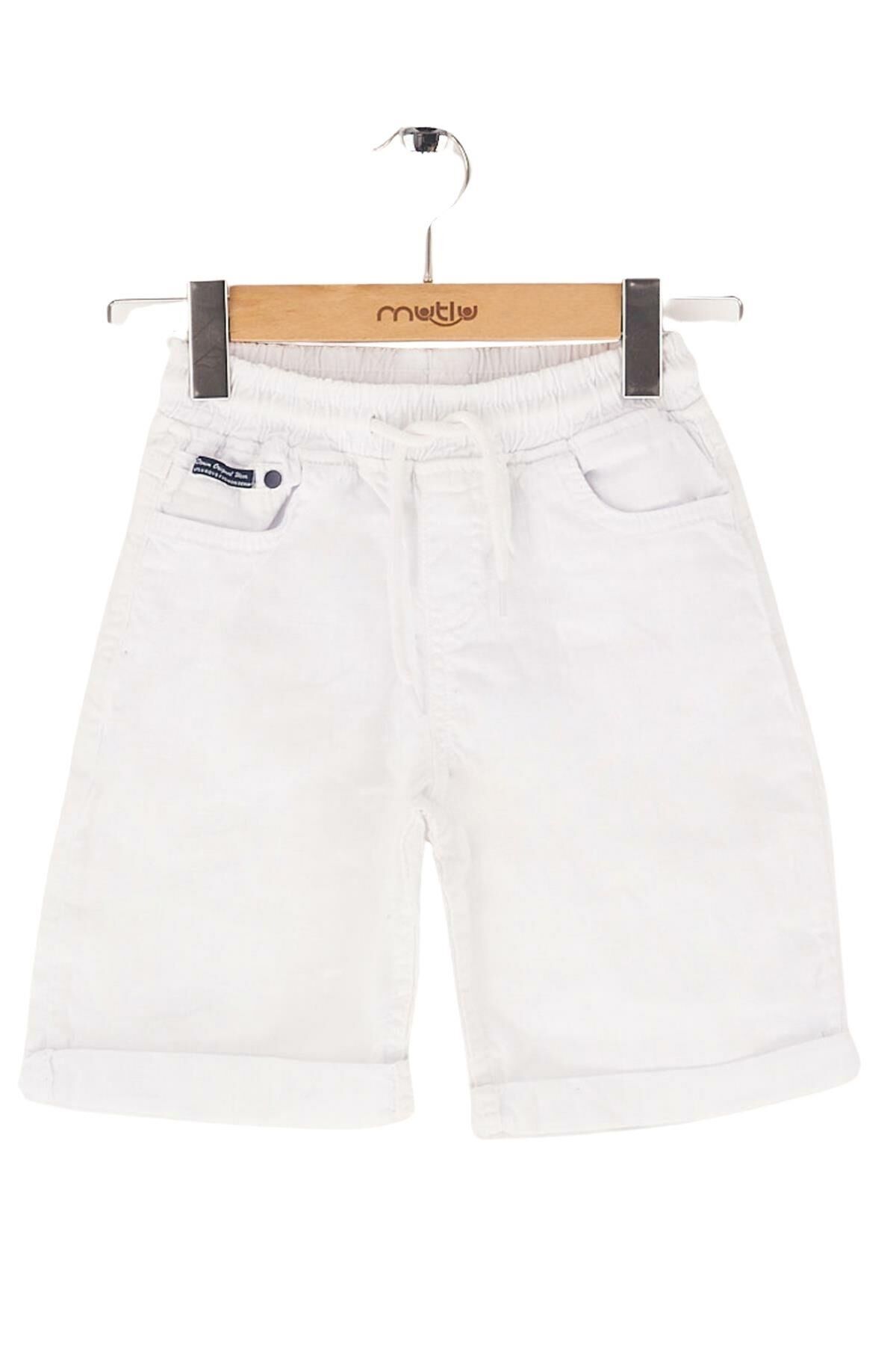 Mutlu Kids Beli Lastikli Erkek Çocuk Kapri Şort Beyaz - 4 Yaş