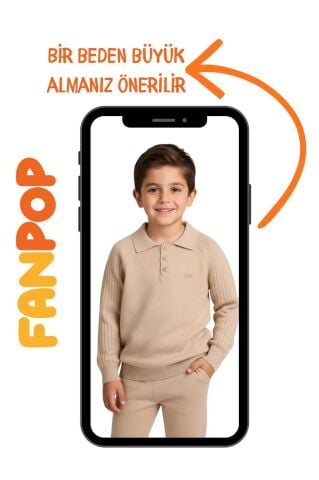Polo Yaka Erkek Triko 15 Yaş - Bej