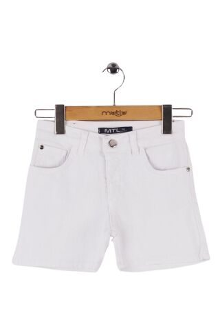Mutlu Kids Kız Çocuk Denim Şort Beyaz - 11 Yaş
