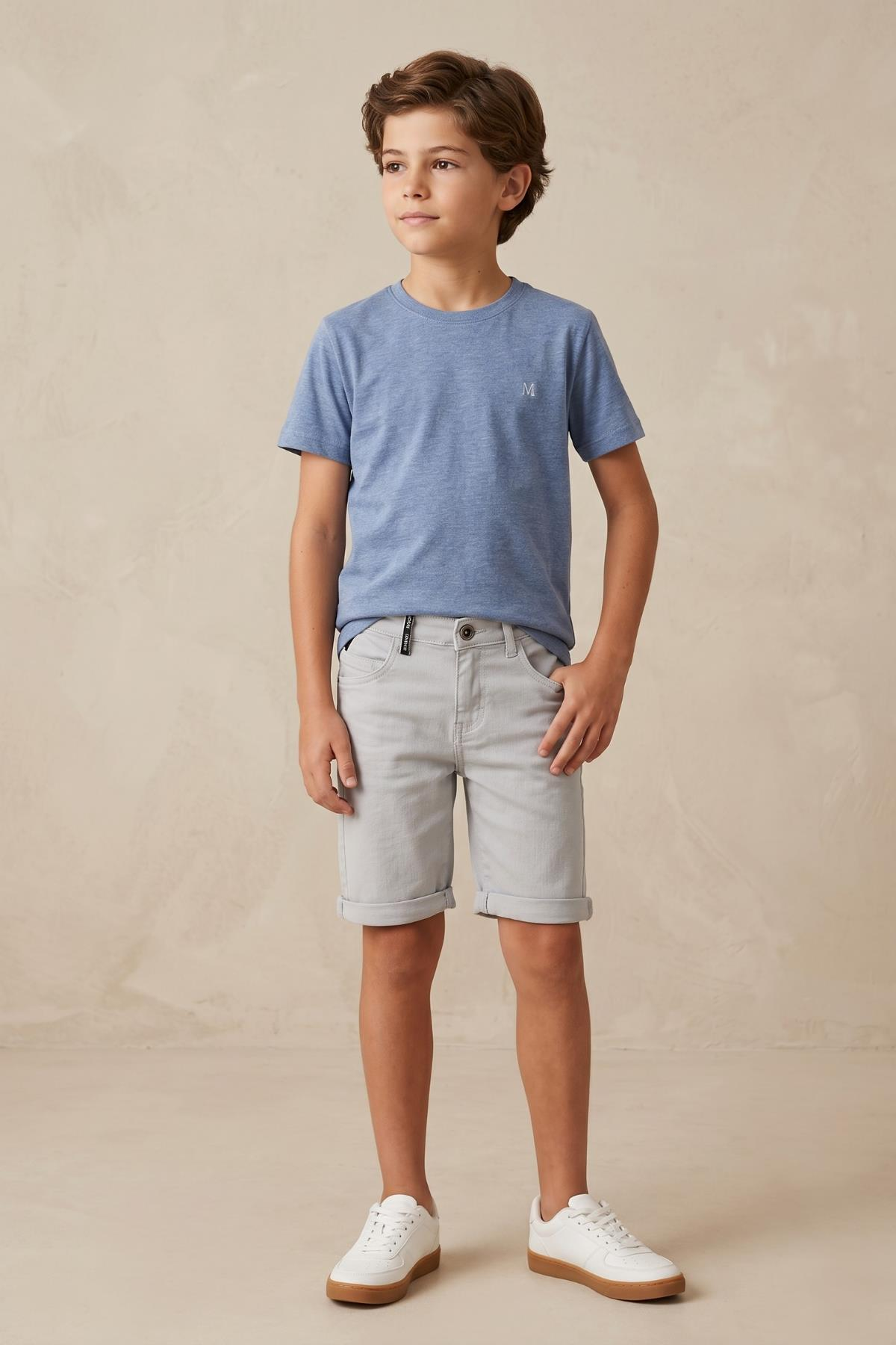 Mutlu Kids Erkek Çocuk Bermuda Şort BUZ MAVİ - 8 Yaş