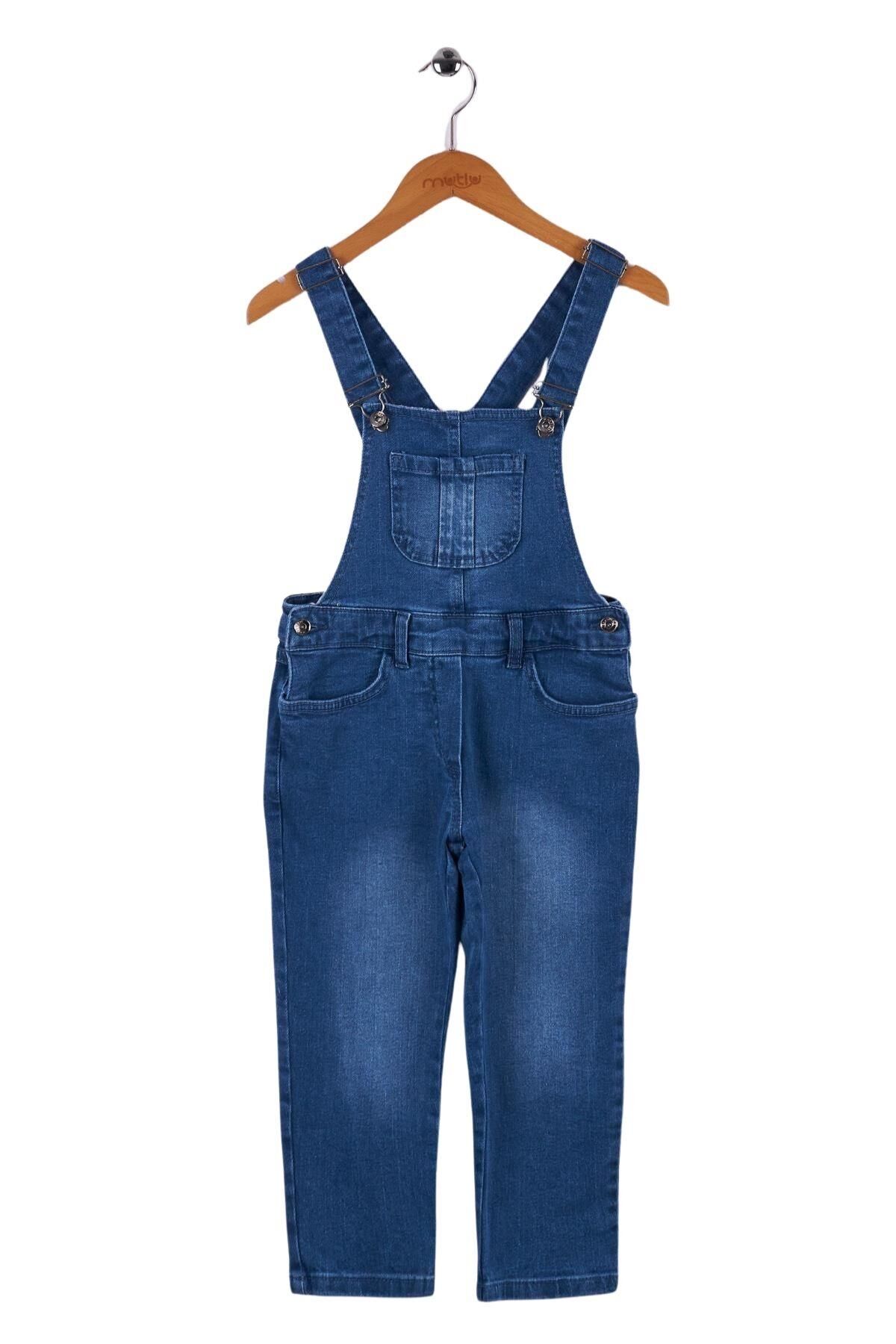 Mutlu Kids Kız Çocuk Kot Salopet ORTA MAVİ - 3 Yaş