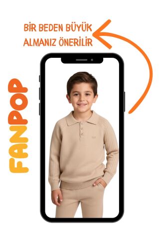 Polo Yaka Erkek Triko 13 Yaş - Bej