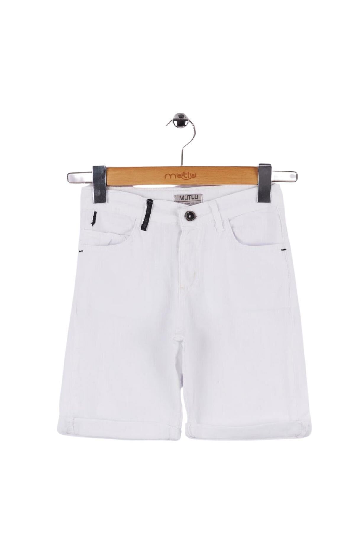 Mutlu Kids Erkek Çocuk Bermuda Şort OPTİK BEYAZ - 10 Yaş