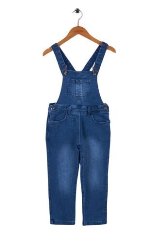 Mutlu Kids Kız Çocuk Kot Salopet ORTA MAVİ - 8 Yaş