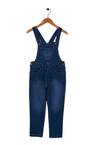 Mutlu Kids Kız Çocuk Kot Salopet Koyu Mavi - 8 Yaş
