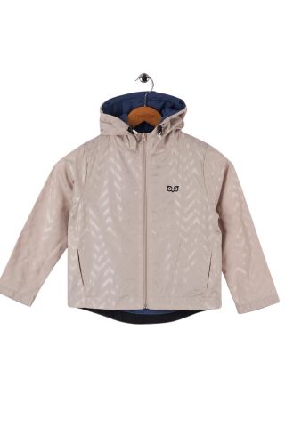 Mutlu Kids Zig Zak Desenli Erkek Çocuk Yağmurluk Bej - 14 Yaş