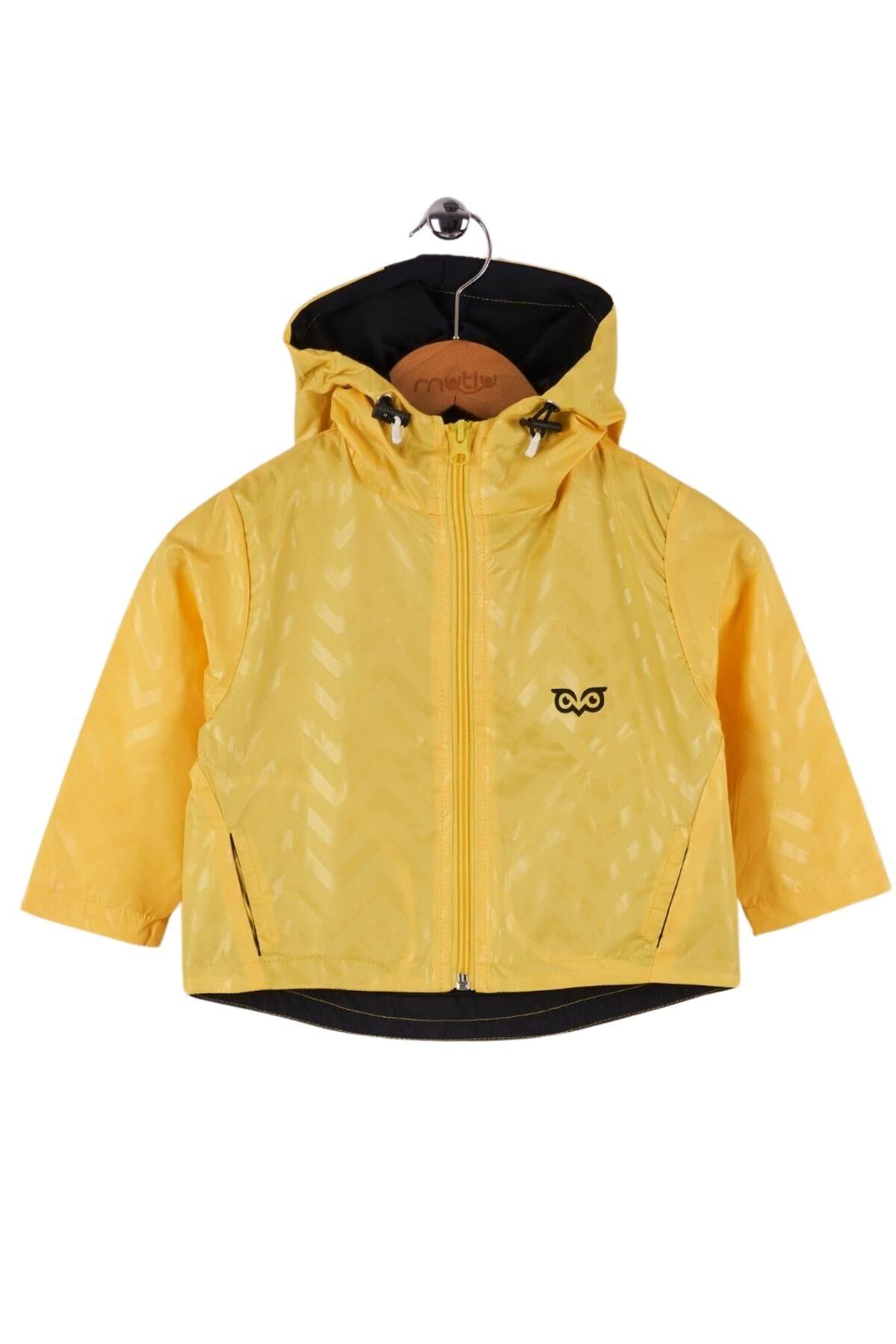 Mutlu Kids Zig Zak Desenli Erkek Çocuk Yağmurluk Sarı - 4 Yaş