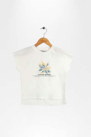 Çiçek Desenli Pantolon ve Baskılı Kısa Kollu Tişört Kız Çocuk Takımı Sarı - 9 Yaş