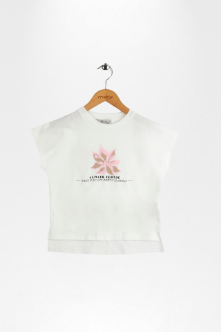 Çiçek Desenli Pantolon ve Baskılı Kısa Kollu Tişört Kız Çocuk Takımı Pembe - 9 Yaş