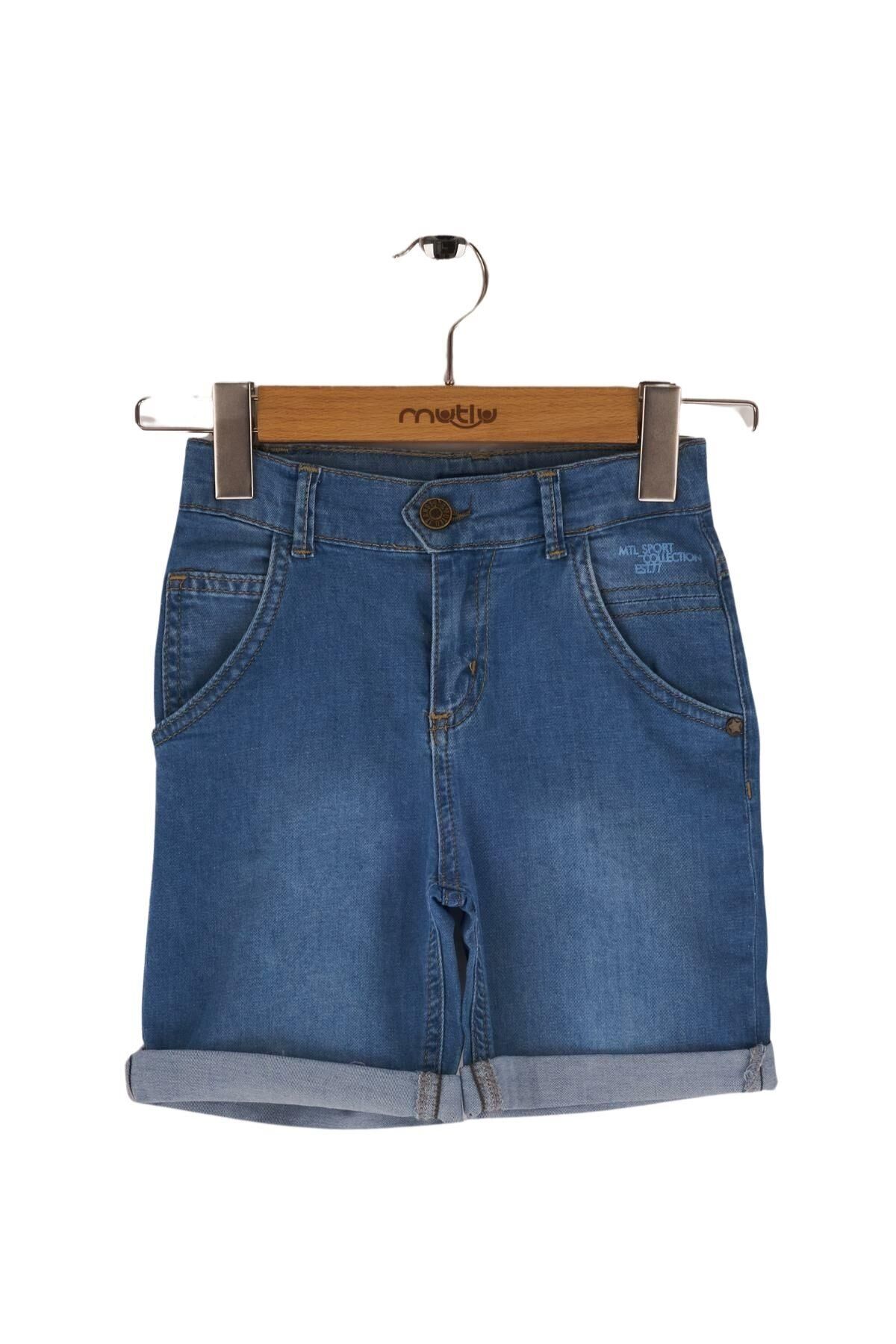 Mutlu Kids Erkek Çocuk Kot Şort ORTA MAVİ - 6 Yaş