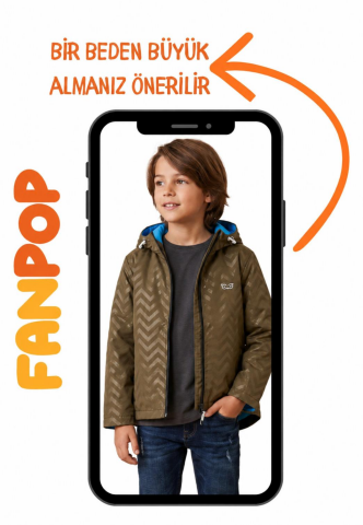 Mutlu Kids Zig Zak Desenli Erkek Çocuk Yağmurluk Haki - 6 Yaş