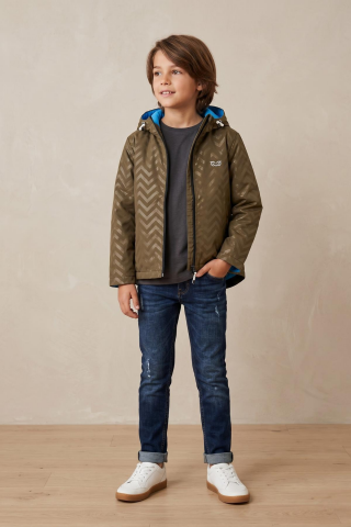 Mutlu Kids Zig Zak Desenli Erkek Çocuk Yağmurluk Haki - 9 Yaş