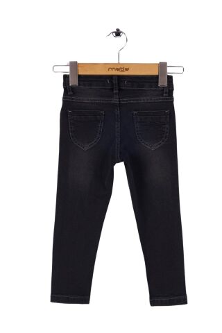 Mutlu Kids Cep Fermuarlı Kız Kot Pantolon Siyah - 12 Yaş