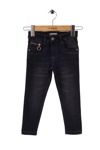 Mutlu Kids Cep Fermuarlı Kız Kot Pantolon Siyah - 4 Yaş