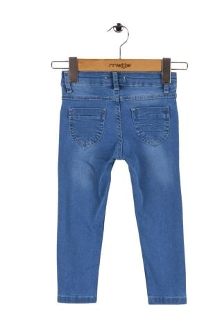 Mutlu Kids Cep Fermuarlı Kız Kot Pantolon Açık Mavi - 6 Yaş