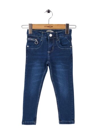 Mutlu Kids Cep Fermuarlı Kız Kot Pantolon ORTA MAVİ - 8 Yaş