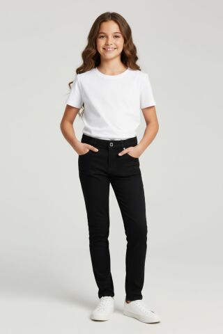 Mutlu Kids Kız Çocuk Gabardin Pantolon Siyah - 8 Yaş