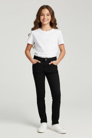 Mutlu Kids Kız Çocuk Gabardin Pantolon Siyah - 8 Yaş