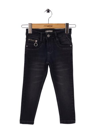 Mutlu Kids Cep Fermuarlı Kız Kot Pantolon Siyah - 7 Yaş