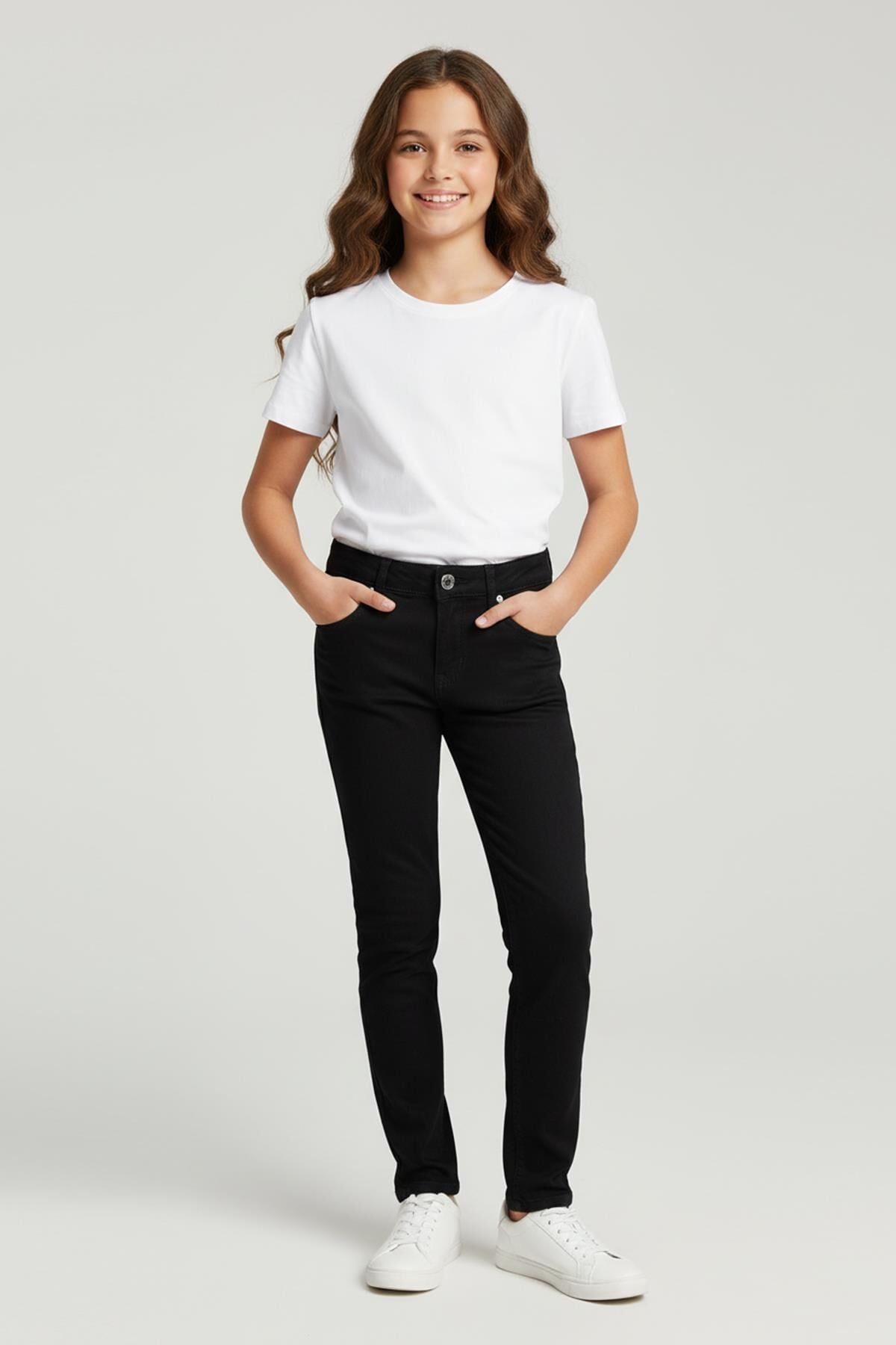 Mutlu Kids Kız Çocuk Gabardin Pantolon Siyah - 13 Yaş