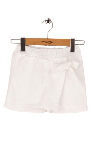 Mutlu Kids Fiyonk Detaylı Kız Çocuk Bebek Gabardin Şort Etek Beyaz - 1 Yaş