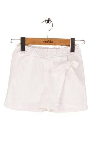 Mutlu Kids Fiyonk Detaylı Kız Çocuk Bebek Gabardin Şort Etek Beyaz - 1 Yaş