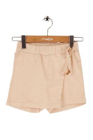 Mutlu Kids Fiyonk Detaylı Kız Çocuk Bebek Gabardin Şort Etek Bej - 1 Yaş
