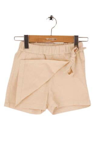 Mutlu Kids Fiyonk Detaylı Kız Çocuk Bebek Gabardin Şort Etek Bej - 1 Yaş