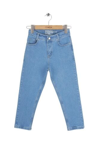 Mutlu Kids Kız Çocuk Mom Jeans Füme - 9 Yaş