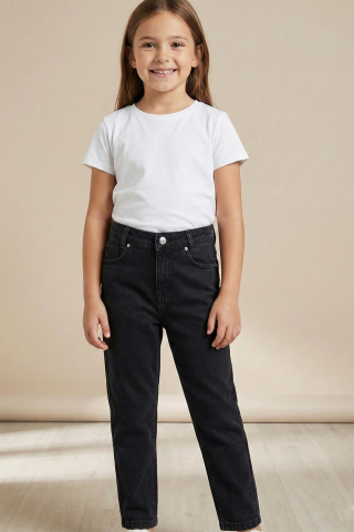 Mutlu Kids Kız Çocuk Mom Jeans Füme - 12 Yaş