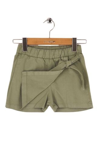 Mutlu Kids Fiyonk Detaylı Kız Çocuk Bebek Gabardin Şort Etek Haki - 5 Yaş