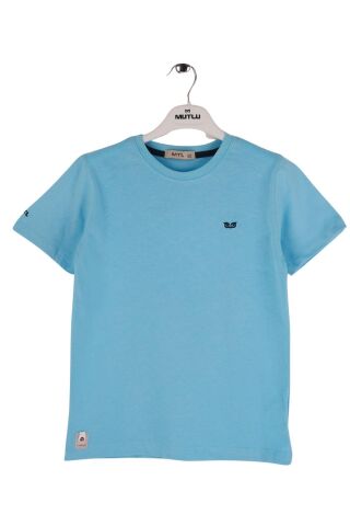 Mutlu Kids Bisiklet Yaka Kısa Kollu Erkek Çocuk Tişört Beyaz - 14 Yaş