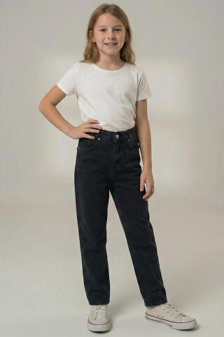 Mutlu Kids Kız Çocuk Mom Jeans Füme - 9 Yaş