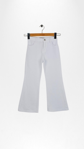 Kız Çocuk İspanyol Paça Pantolon Beyaz - 7 Yaş