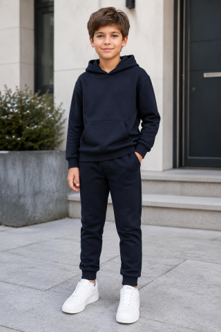 Mutlu Kapüşonlu 2'li Çocuk Sweatshirt Takım Bordo - 4 Yaş
