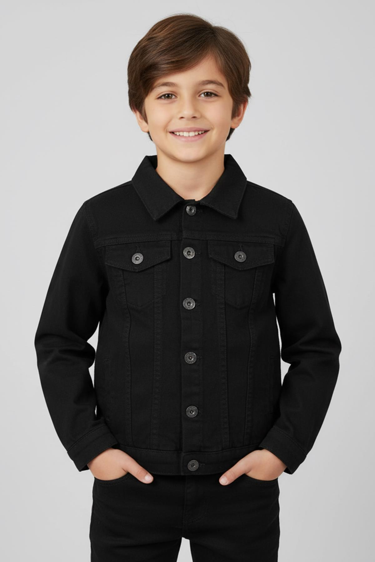 Mutlu Kids Erkek Çocuk Denim Ceket Siyah - 4 Yaş