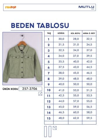 Mutlu Kids Kız Çocuk Denim Ceket EKRU - 13 Yaş