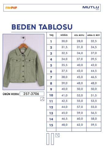 Mutlu Kids Kız Çocuk Denim Ceket Beyaz - 7 Yaş