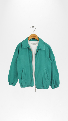 Erkek Çocuk Fermuarlı Cepli Mevsimlik Ceket Tişört Takım Yeşil - 9 Yaş